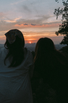 Lesbian Couple Looking at Scenic View